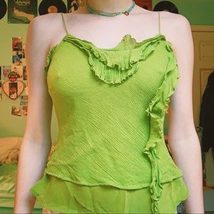 lime green frilly lettuce top